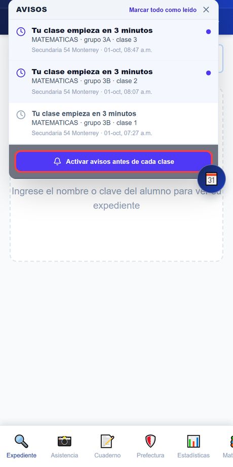 Avisos a las familias